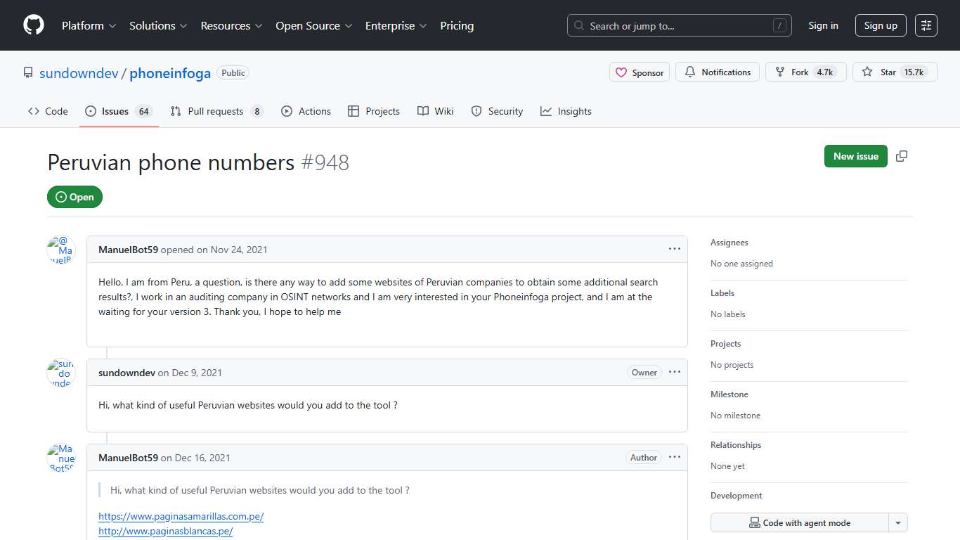 Peruvian phone numbers · Issue #948 · sundowndev/phoneinfoga