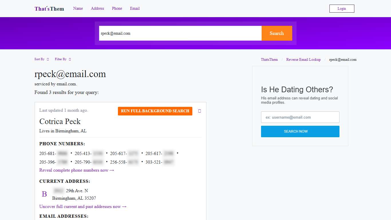 rpeck@email.com | ThatsThem